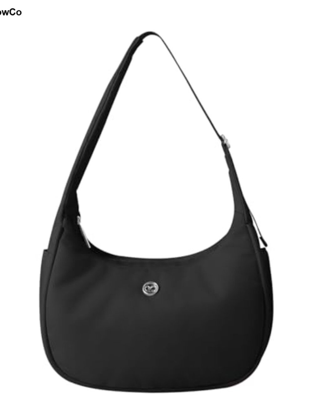 Water-Repellent Nylon Crescent Shoulder Bag with Zippered Pockets